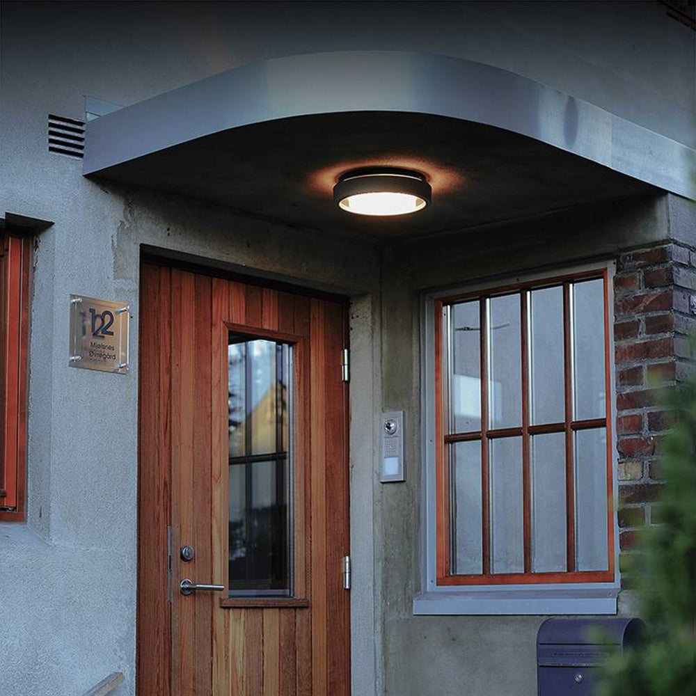 Outdoor Wall Light LED Circular Disc Metal Black