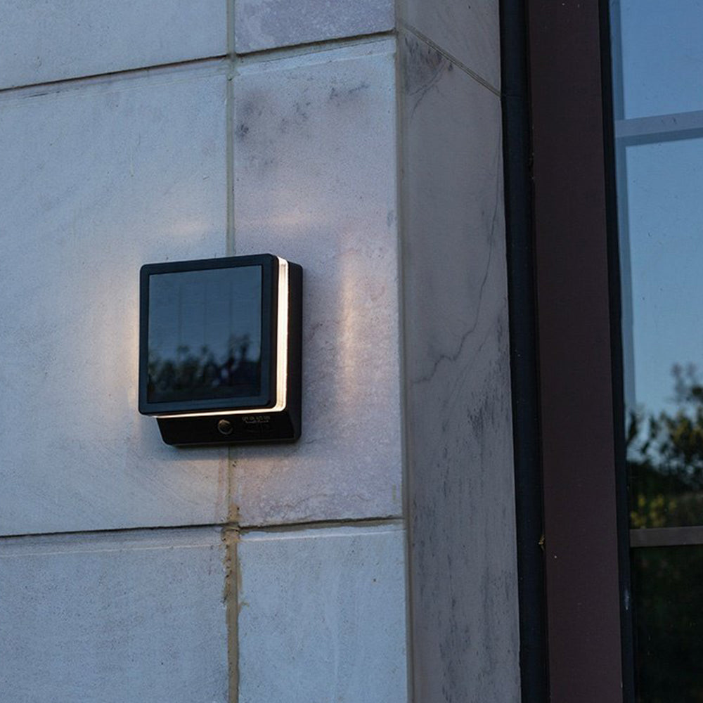 Outdoor Wall Light Minimalist Black Solar Right Angle Sensor IP65