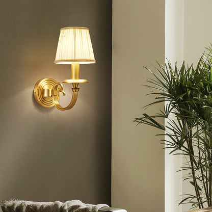 Metal and Fabric Finish Hardwired LED Wall Lamp for Living Room