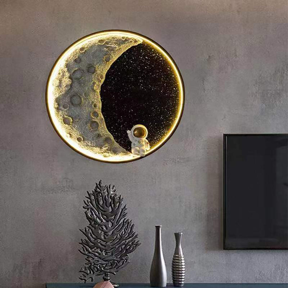 Black Metal Lunar Orbit Matte Wall Light