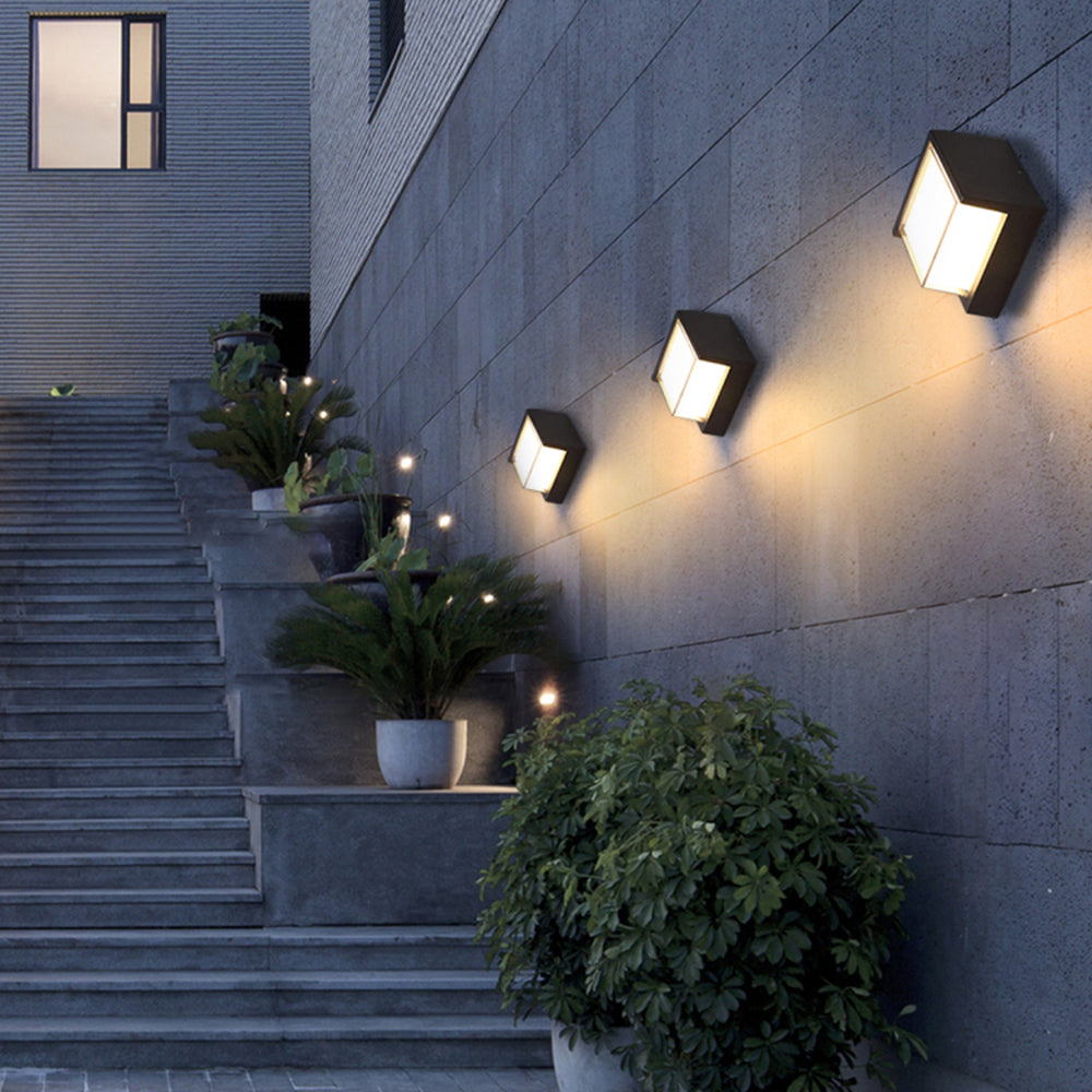 Matte Black Metal Outdoor Wall Light Nova Edge Square