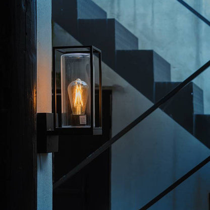 Outdoor Wall Light Rectangular Modern Black Metal
