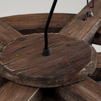 Wood And Metal Six-Head Vintage Pendant Lamp Ambience