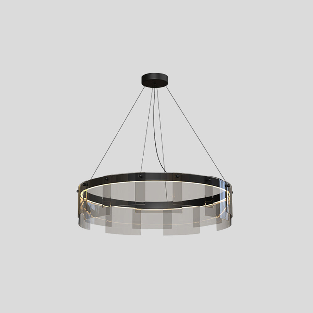 Metal Pendant Light Ring Black For Living Rooms Ambient