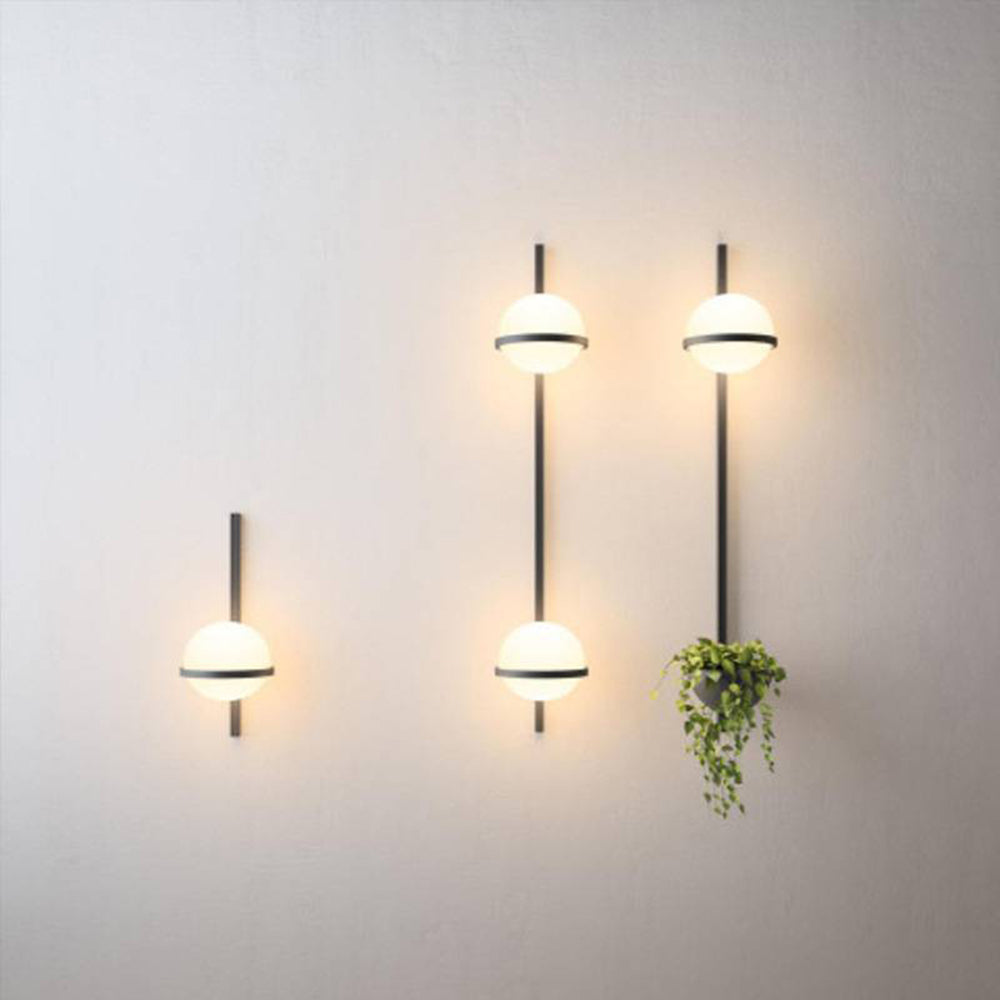 Black White Metal Outdoor Solar IP65 Globe Wall Light With Planter
