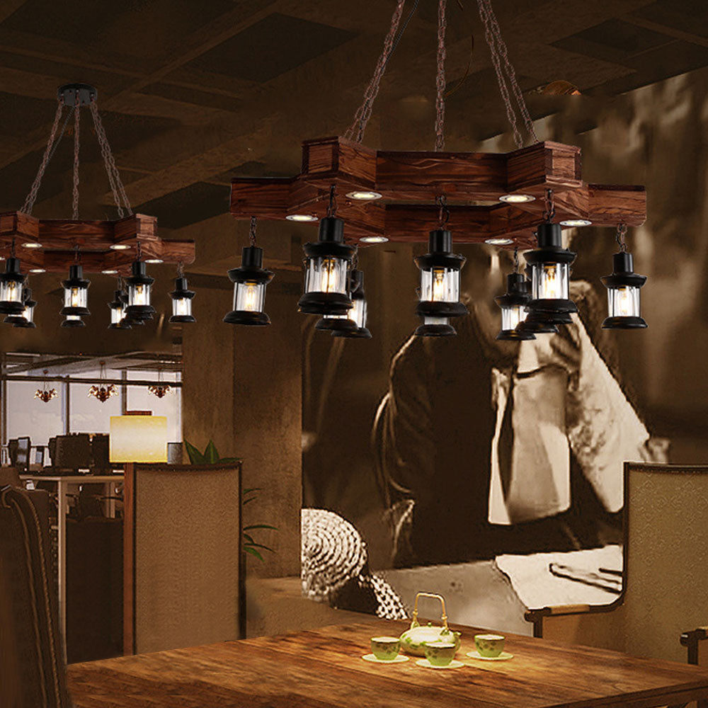 Ambient Glow Walnut Lantern Pendant Light