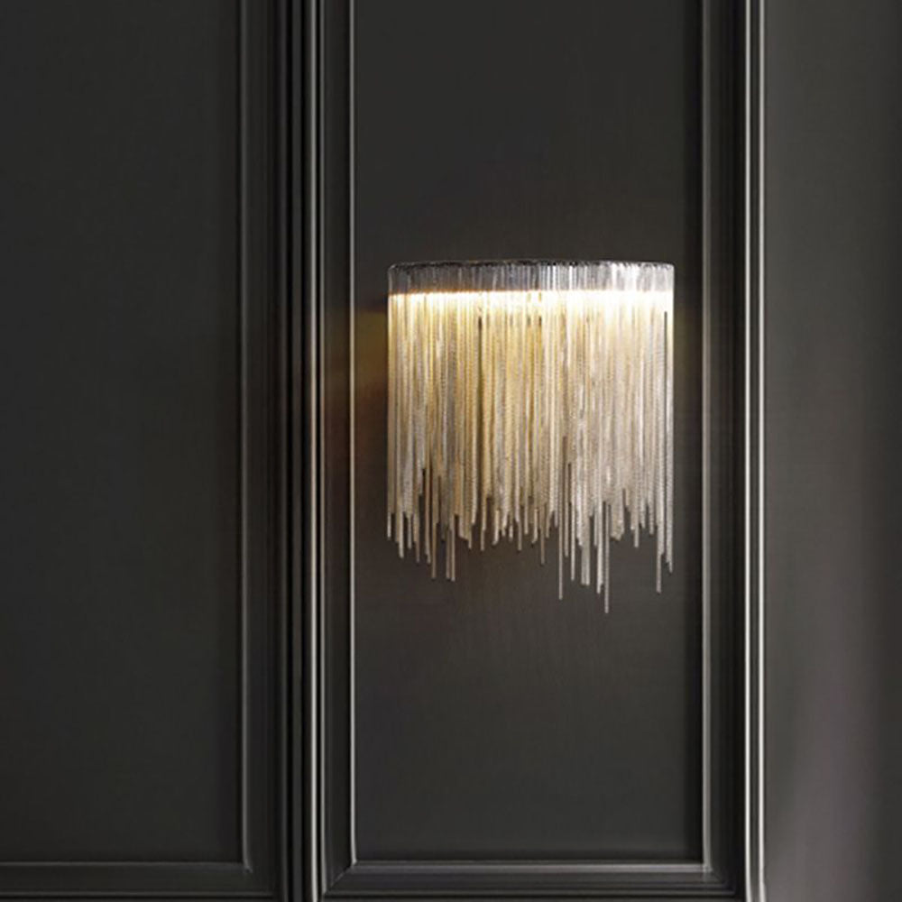 Wall Lamp for Living Room Modern Silver Tassel Chain