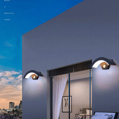 Black Outdoor Wall Light Nordic Weatherproof Arc LED