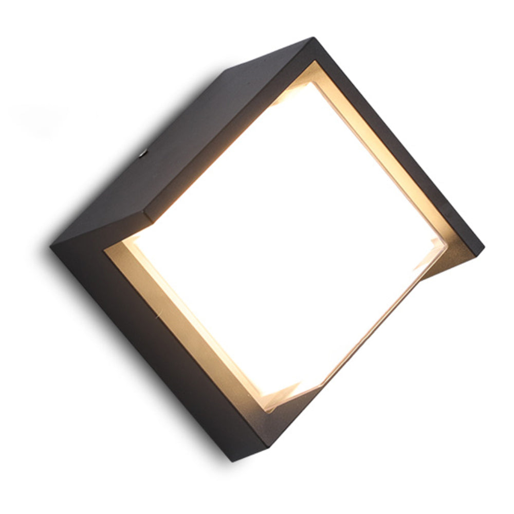 Matte Black Metal Outdoor Wall Light Nova Edge Square