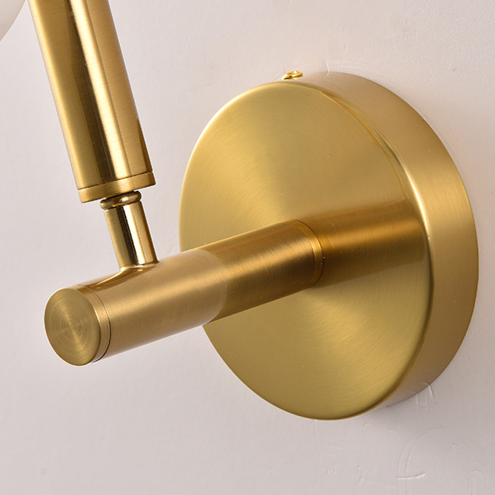 Black and Gold Globe Wall Light with Glass Shade Halo