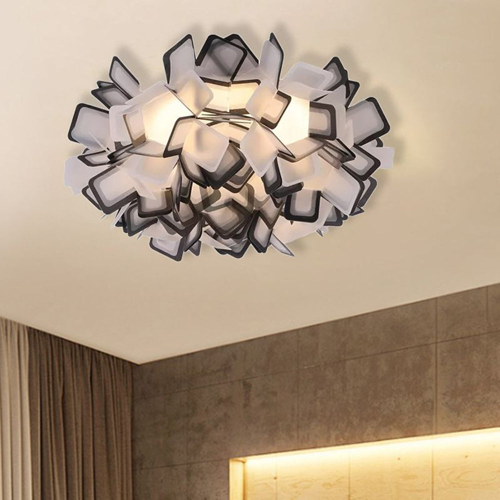 Seven Colour Options Flush Mount Ceiling Light With Floral Art Deco