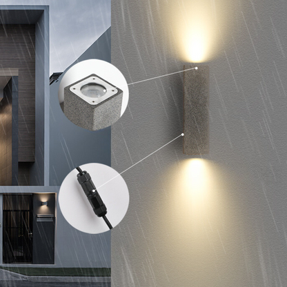 White Finish Minimalist Square Outdoor Wall Light Cement