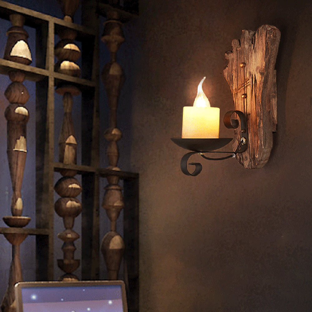 Lamp Wall Metal Wood Vintage Footed for Bedroom