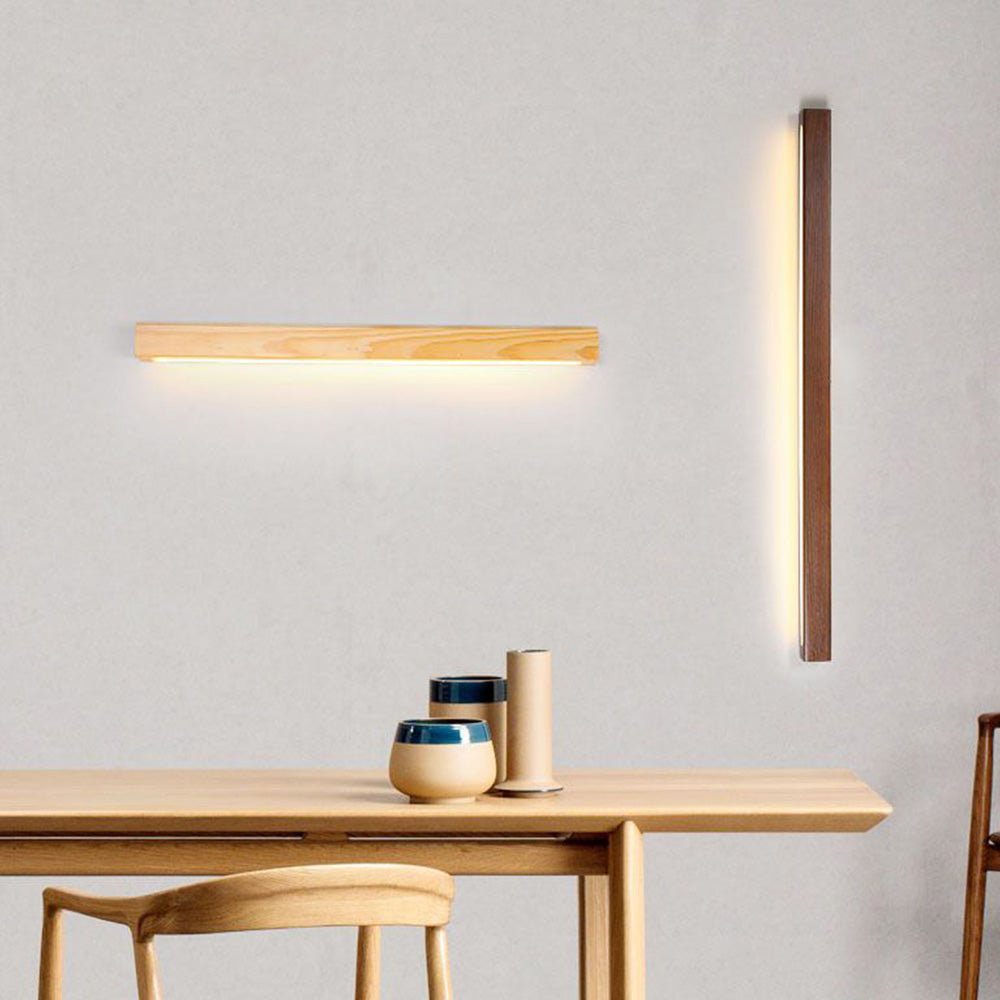 Wall Lamp Linear Wood Natural For Ambience Warm