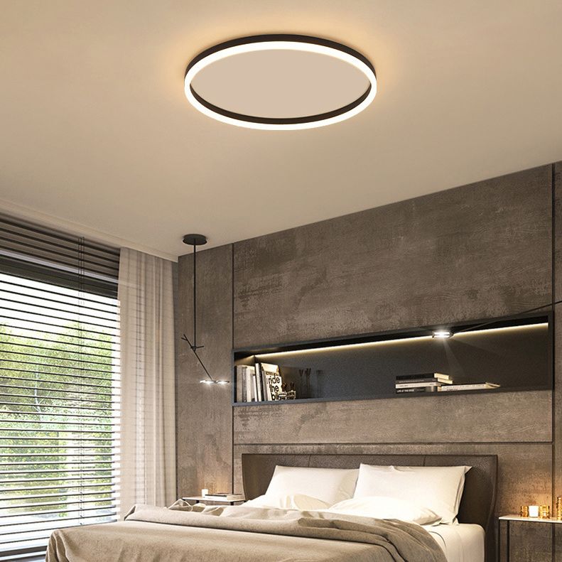Black Finish Flush Mount Minimalist Ceiling Light Ring