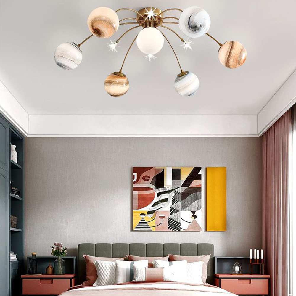 Modern Flush Mount Ceiling Light For Living Room Luma Orbit