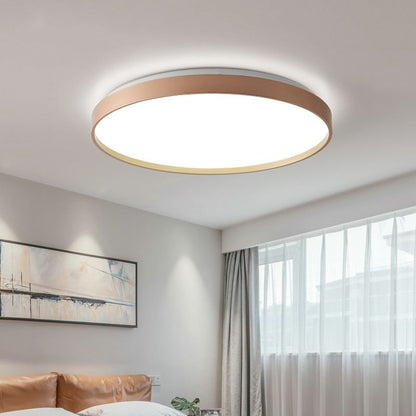 White Grey Gold Finish Dimmable Round Metal Flush Mount Ceiling Light