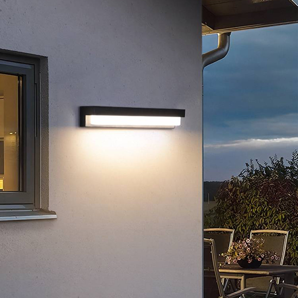 Outdoor Wall Light Solar Linear Black Minimalist