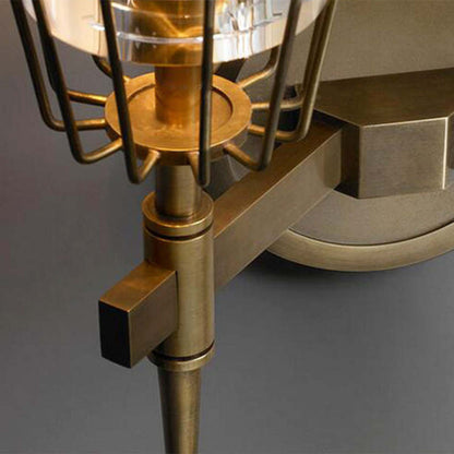 Gold Finish Vintage Glass Wall Lantern Light