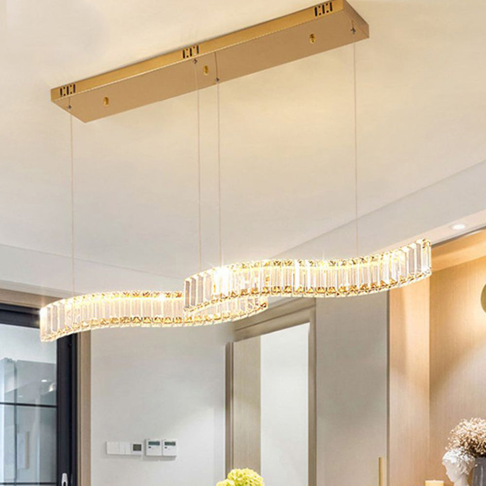 Gold And Silver Crystal Wave Pendant Light