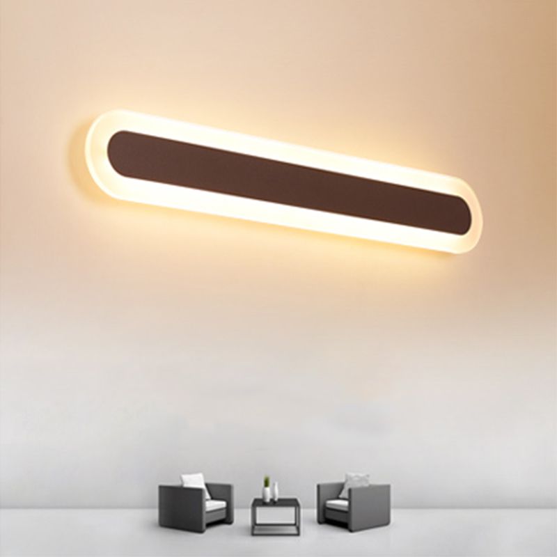 Bathroom Metal Frame Linear Wall Light With White Brown Vanity