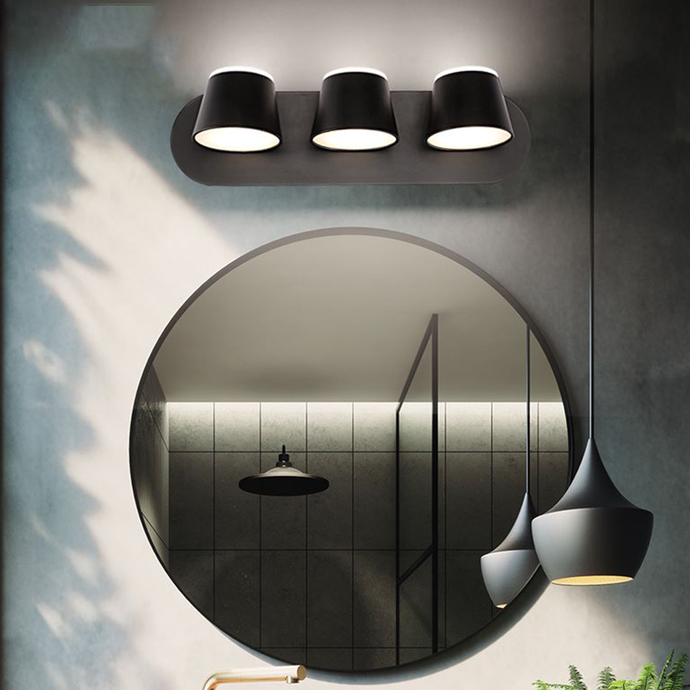 Black Matte Cylindrical Front Mirror Wall Light