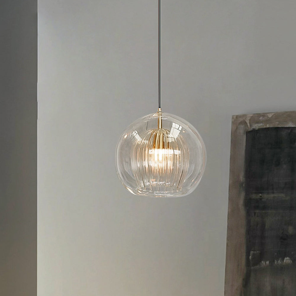 Modern Ambience Clear Or Amber Glass Globe Pendant Light