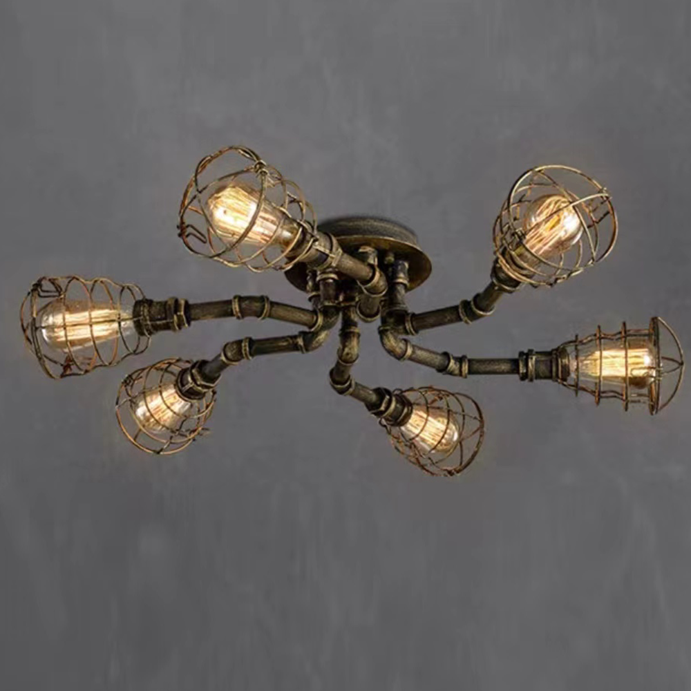 Flush Mount Ceiling Light Vintage Industrial With Handmade Shade