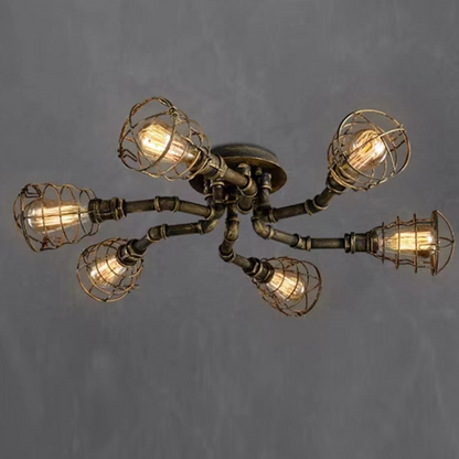 Flush Mount Ceiling Light Vintage Industrial With Handmade Shade