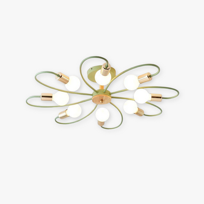 Green Grey Ceiling Flush Light Glass And Metal Elegant