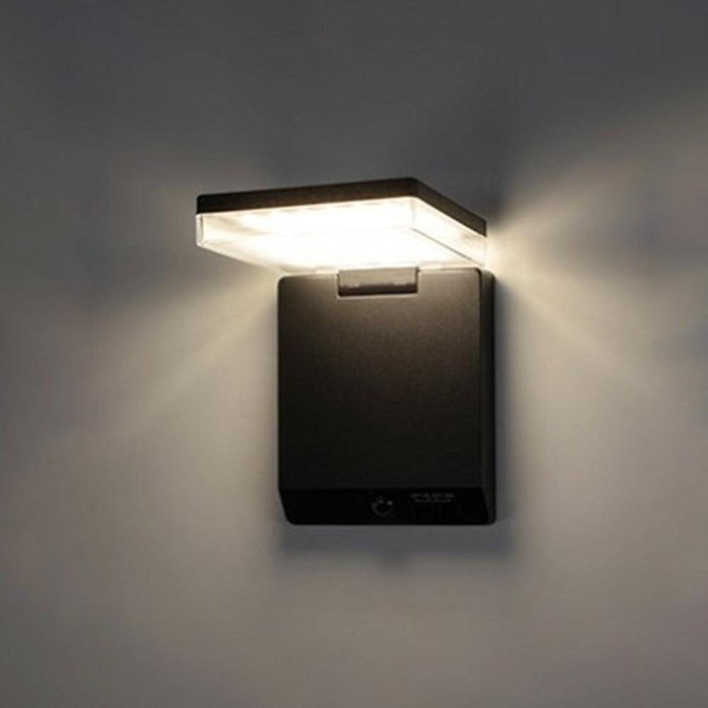 Outdoor Wall Light Minimalist Black Solar Right Angle Sensor IP65