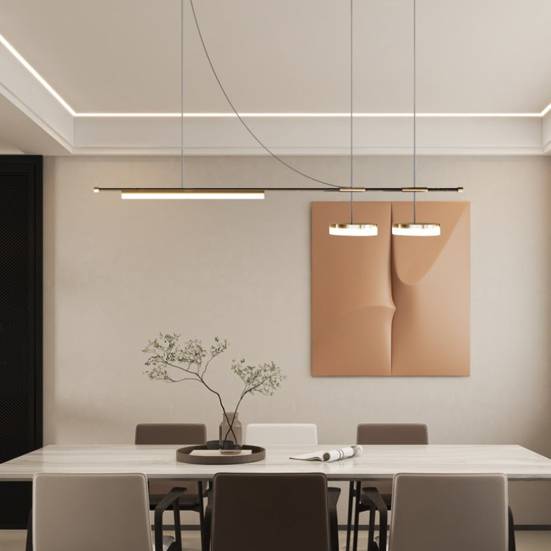 Black Long Sleek LED Pendant Light For Dining Room
