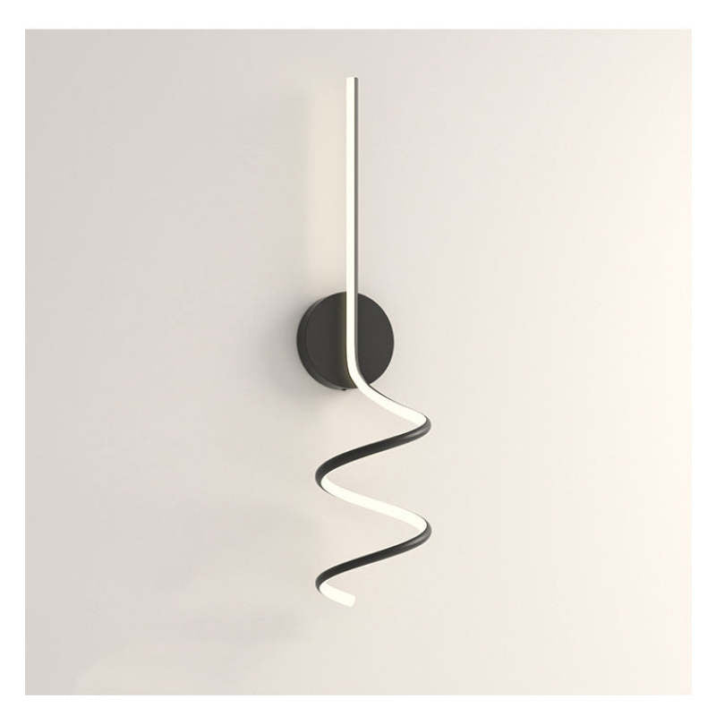 Matte Black And White Spiral LED Art Wall Light