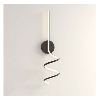 Matte Black And White Spiral LED Art Wall Light