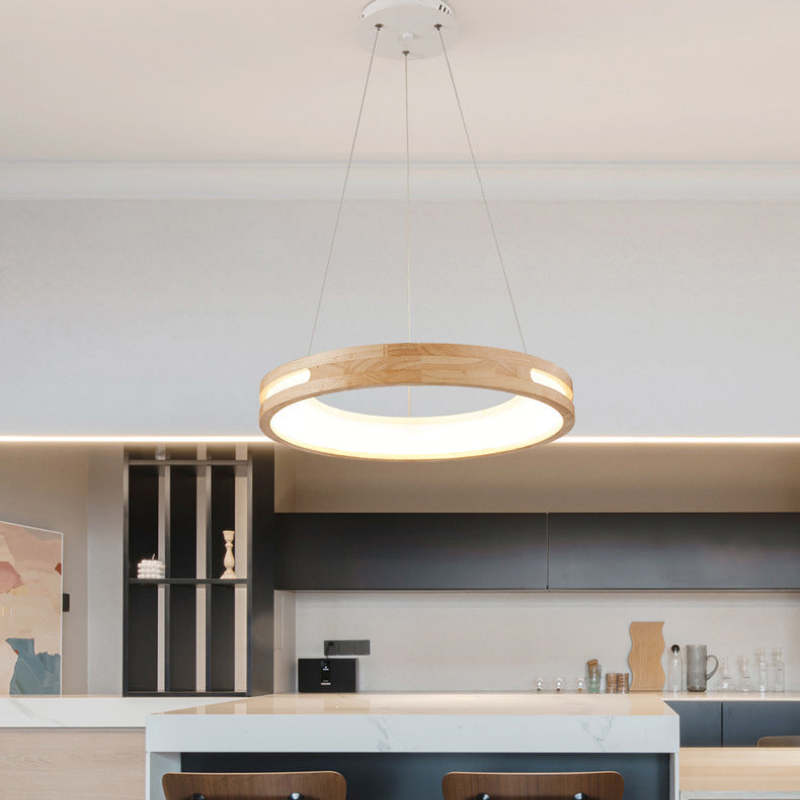 Modern Warmth Wood and Acrylic Pendant Light