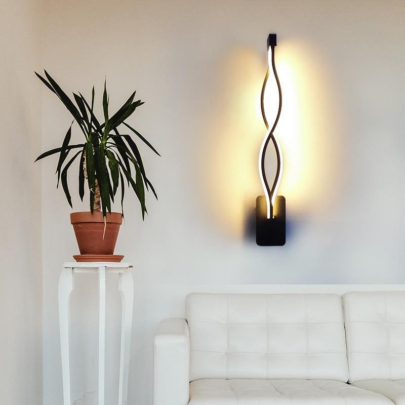 Modern Minimalist Indoor Black and White Arisha Wave Wall Lamp