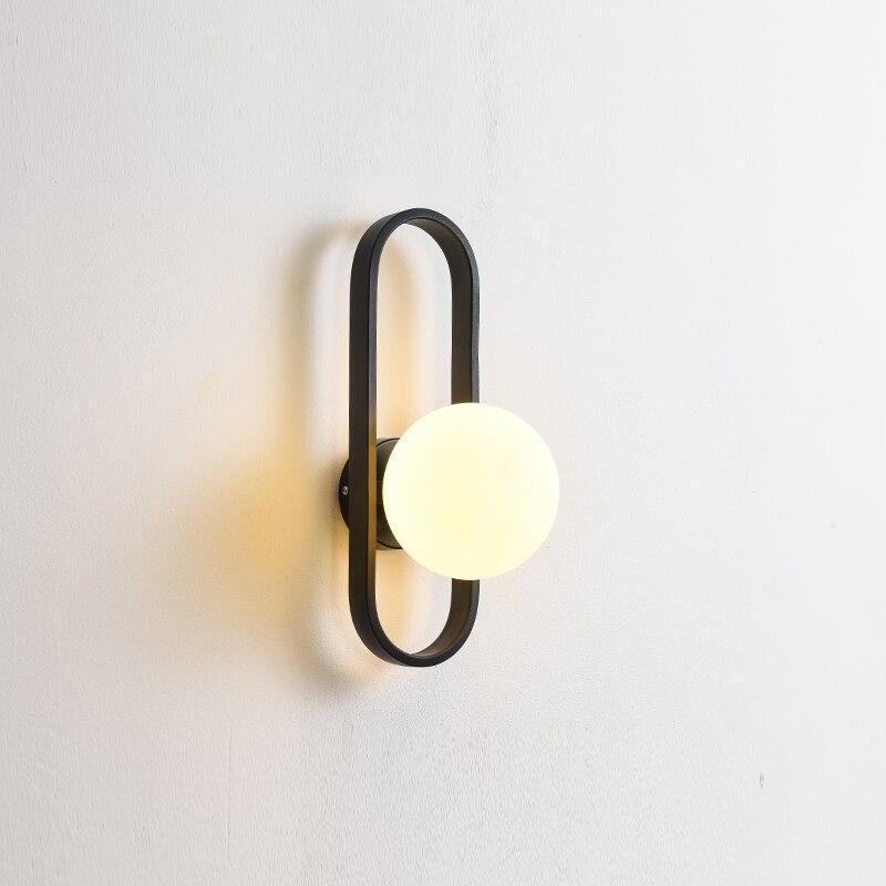 Gold And Black Metal Glass Globe Bedside Wall Lamp