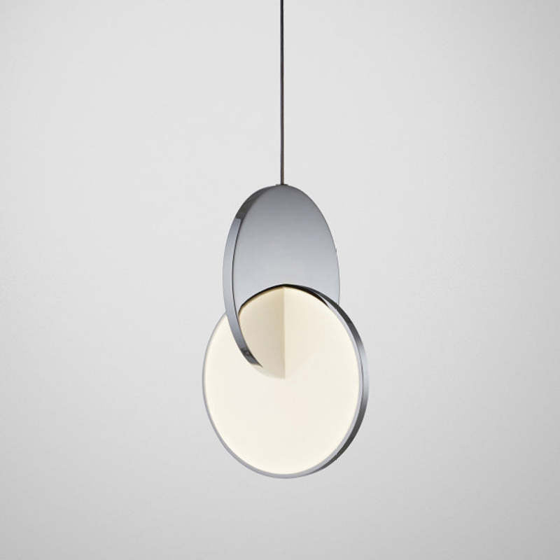 Pendant Light Disc in Gold and Silver with Soft Warm Glow