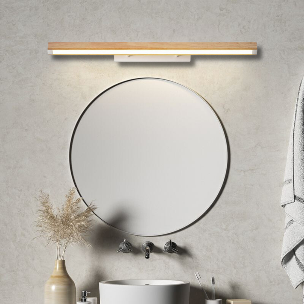 Bathroom Wall Light With Acrylic Accent Minimalist Linear Wood Vanity