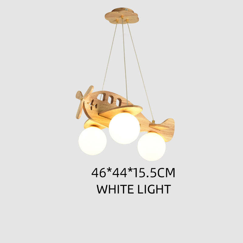 Wood Vintage Pendant Light With Natural Finish Airplane