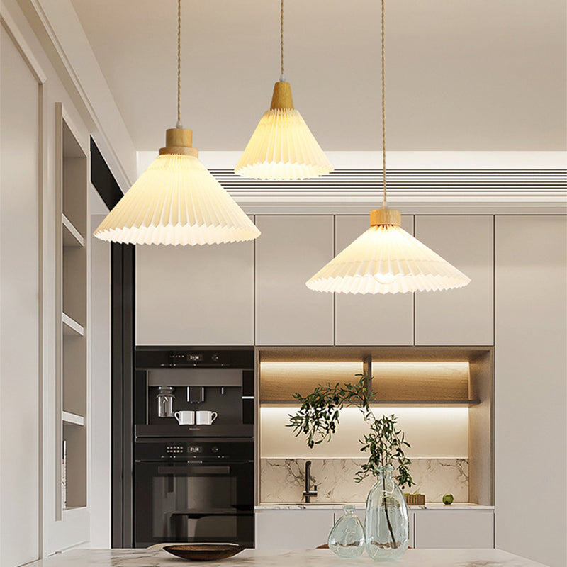 Ambient Glow Wood Pendant Light Umbrella Shape
