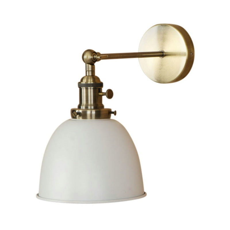Gold Post Black White Grey Shade Vintage Hanging Wall Lamp With LED