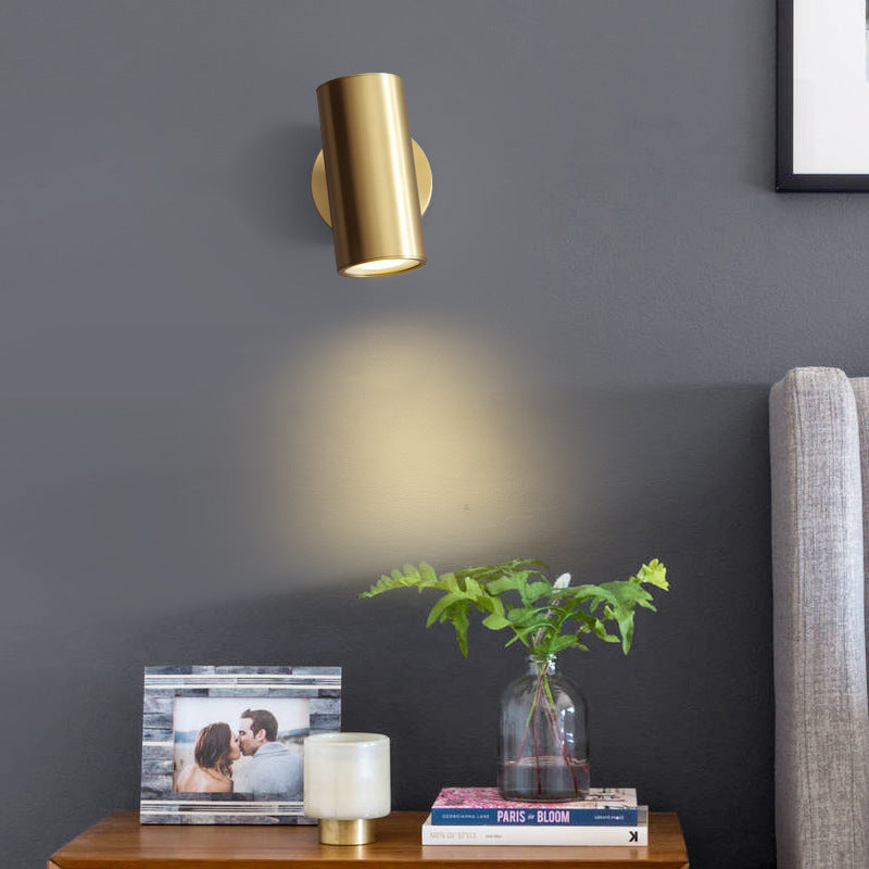 Gold And Black Cylindrical LED Spotlight Nordic Metal Wall Lamp