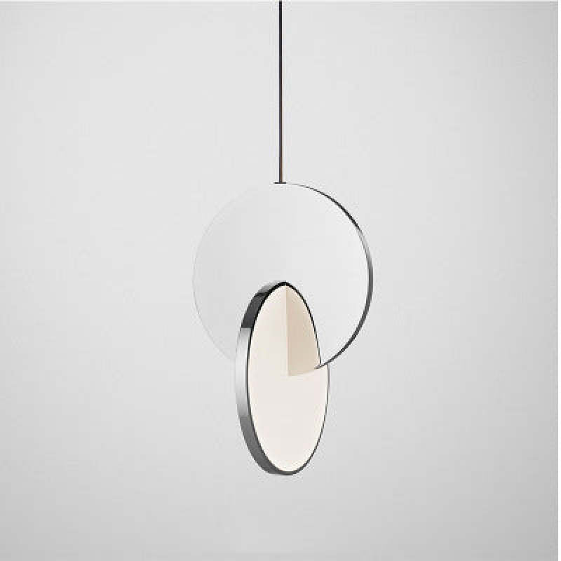 Pendant Light Disc in Gold and Silver with Soft Warm Glow