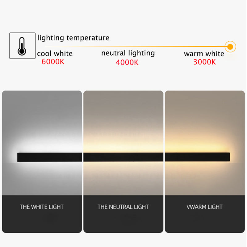 Outdoor Wall Light Sleek Black LED Linear