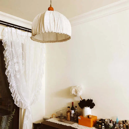 Warm Ambience Pendant Light In Vintage Beige Fabric