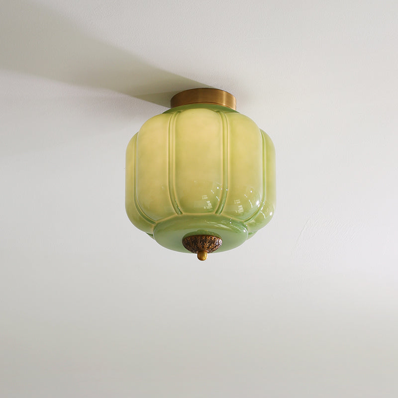 Metal Canopy Glass Green Light Ceiling