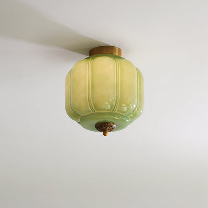 Metal Canopy Glass Green Light Ceiling