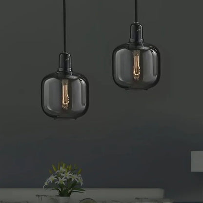 Pendant Light With Marble Glass Finish Cylinder