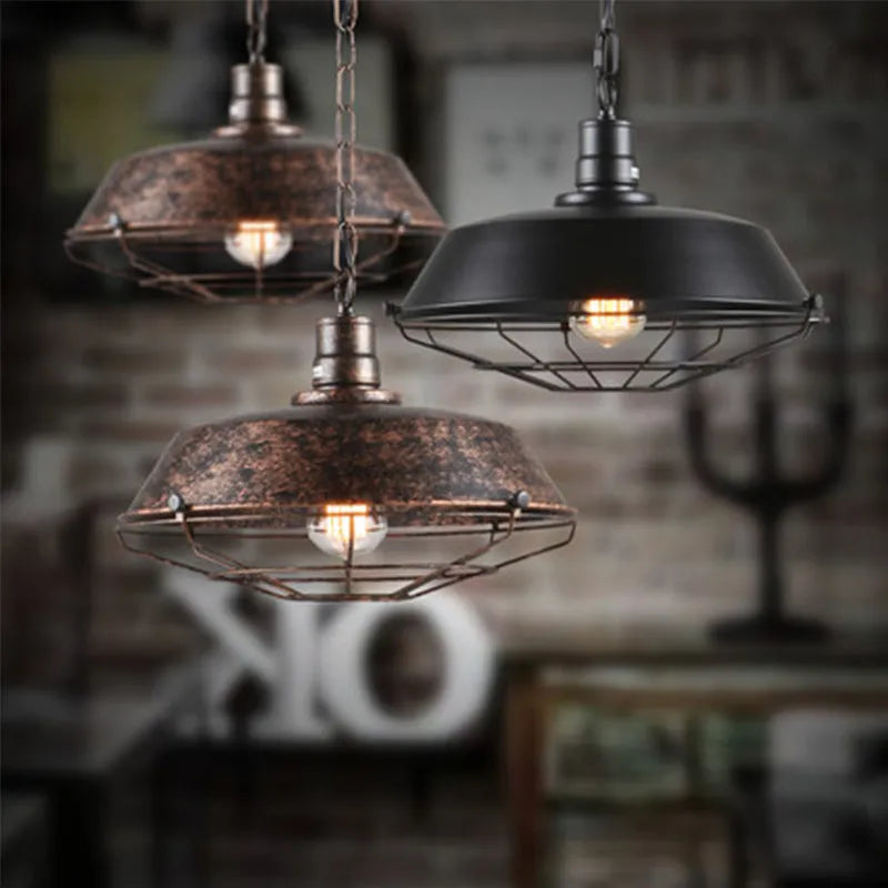 Rustic Black Industrial Pendant Light for Indoor and Outdoor